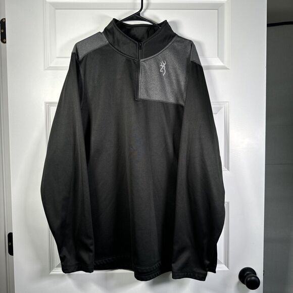Browning Men's Porter 1/4 Zip Fleece Pullover Size 2XL XXL Black Gray Hunting - Picture 1 of 10